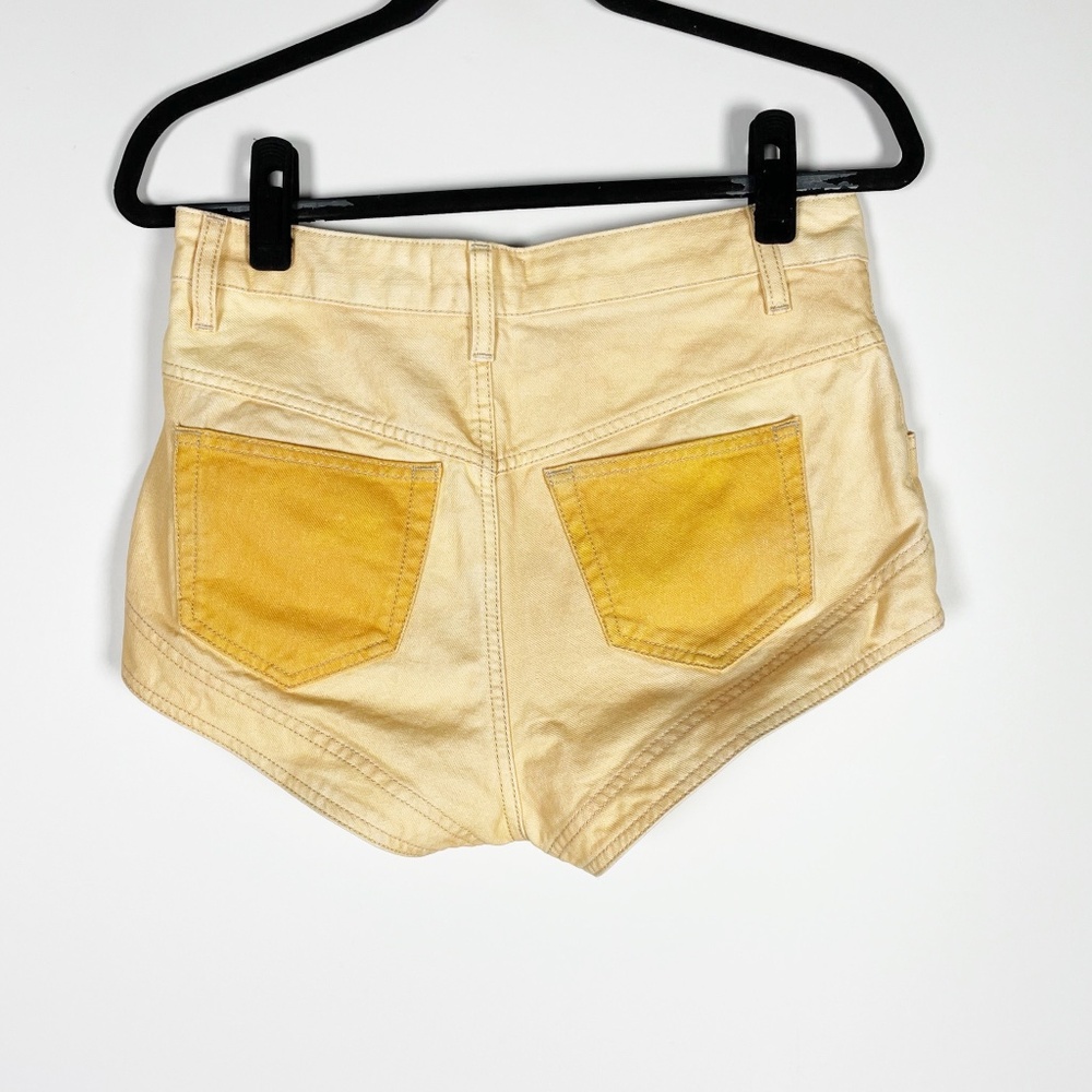 Isabel Marant Neida Quilted Panel Cotton Denim Jean Mini Yellow Shorts 38 - Picture 2 of 3